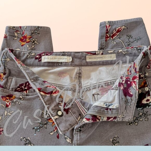 Anthropologie Pilcro Letterpress Boho Floral Micro Corduroy Super Stretch Jeans - Picture 3 of 7